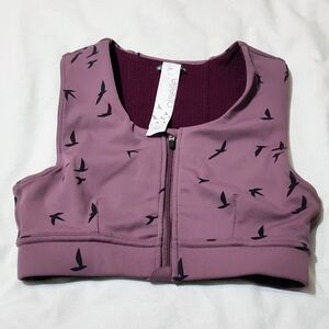 Oiselle Purple Front Zip Sports Bra